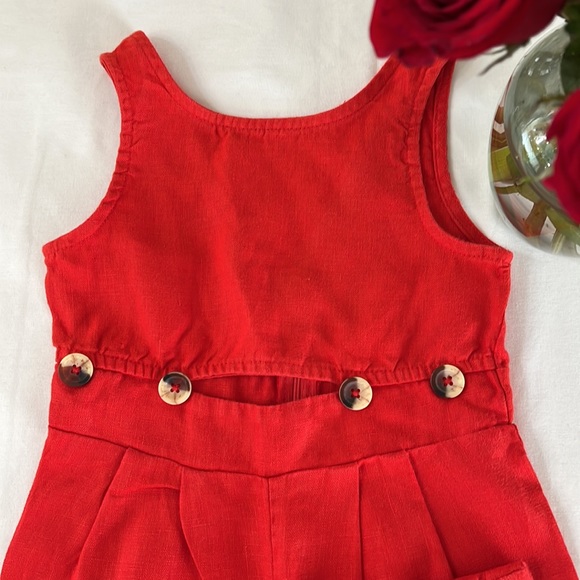 Zara Kids Buttoned Linen Jumpsuit with slit - Picture 2 of 8